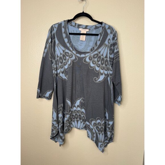 Philosophy Women's Blue Blouse Size 2X short sleeve plus size polyester round ne - Picture 2 of 6